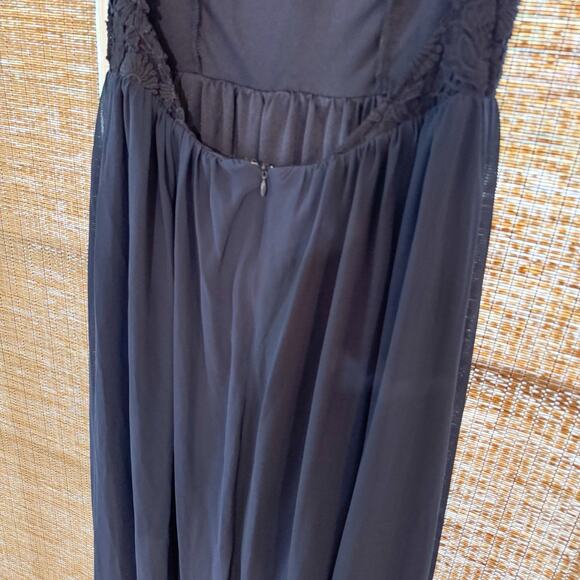Lulus The Greatest Navy Blue Maxi Dress Open Back Chiffon Lace Size M Weddings - Picture 9 of 13